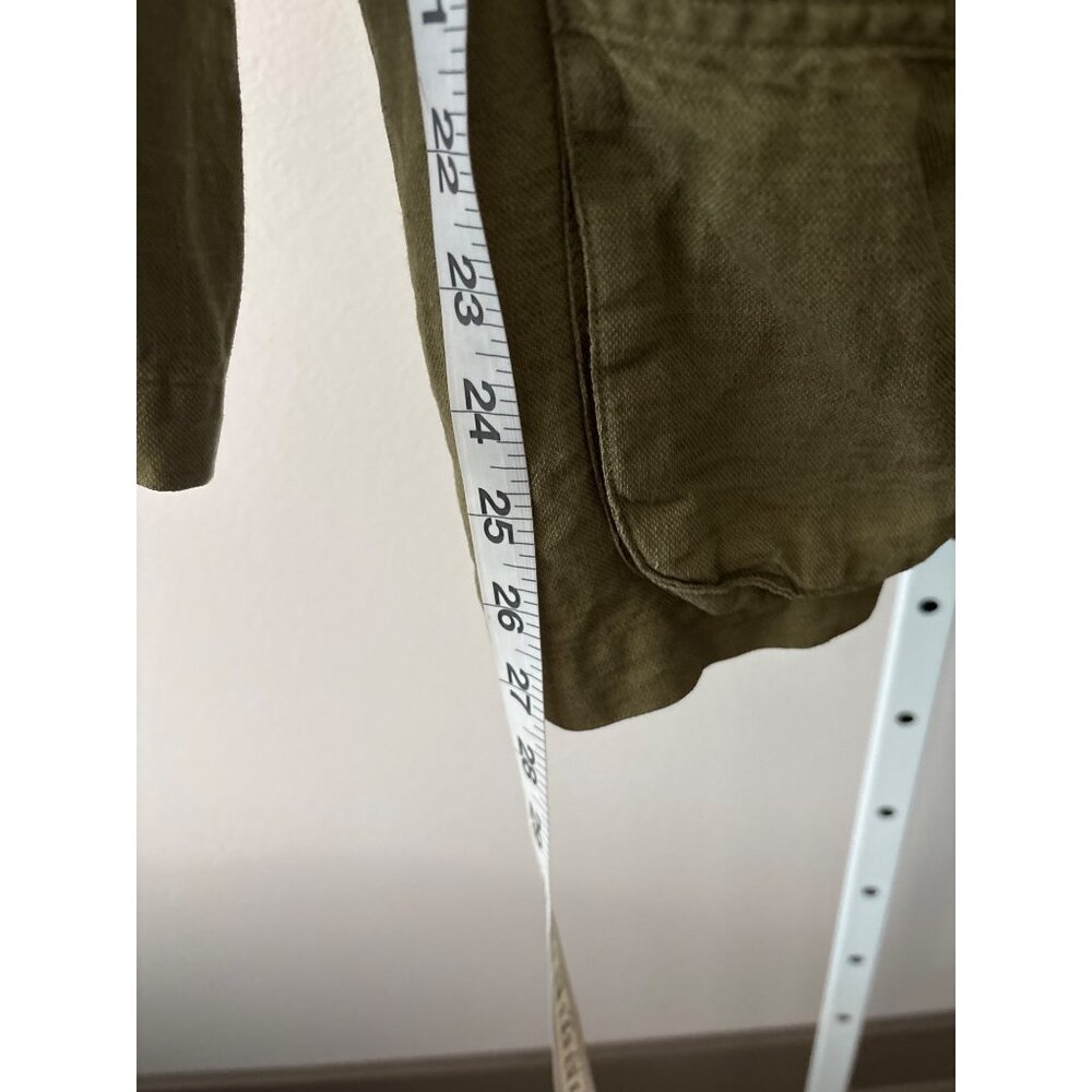 Nicole Miller Jacket M Linen Lyocell Utility Olive Green Cinched Waist Military - Picture 6 of 10